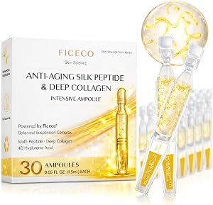 FICECO Glow Intensive Silk Peptides Serum for Face, Korean EGF Alternative Ampoule with De