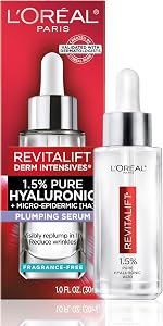L'Oreal Paris Revitalift 1.5% Pure Hyaluronic Acid Serum for Face, Anti Aging Serum to Hyd